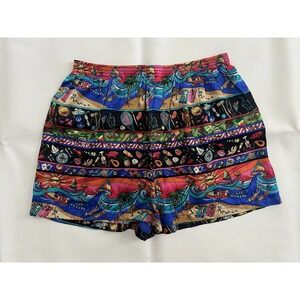 Nicole Miller Vintage Silk Cartoon Boxer Trunks Men's M Beach Vacations Resort